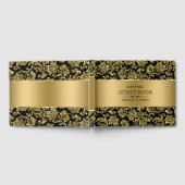 Livre D'or Élégant noir & or Damas florales (Complet)