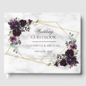Livre D'or Elégant or Plum géométrique violet Mariage en marb (Recto)