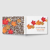 Livre D'or Élégant Orange Feuilles d'automne Mariage Monogram (Complet)
