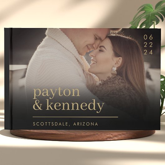 Livre D'or Élégant Personnalisé Avec Nom Et Mariage Photo