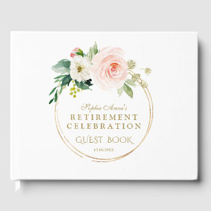 Livre D'or Élégant Pink Blush Floral Gold Retraite Party