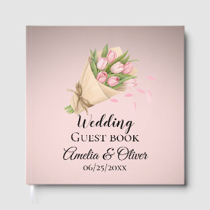 Livre D'or Élégant Pink Tulipes Bouquet Wedding