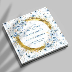 Livre d'or élégant poussiéreux bleu doré pailleté