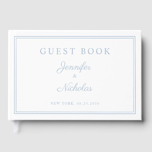 Livre D'or Elegant Powder Blue Script Wedding (Recto)