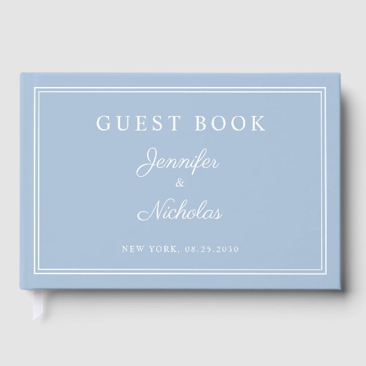 Livre D'or Elegant Powder Blue Script Wedding (Recto)