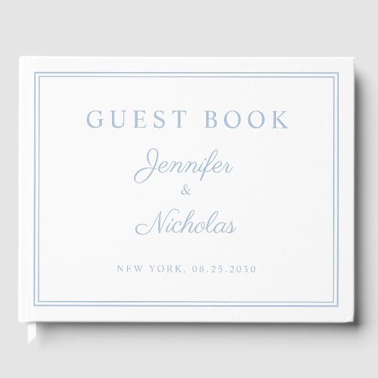 Livre D'or Elegant Powder Blue Script Wedding (Recto)