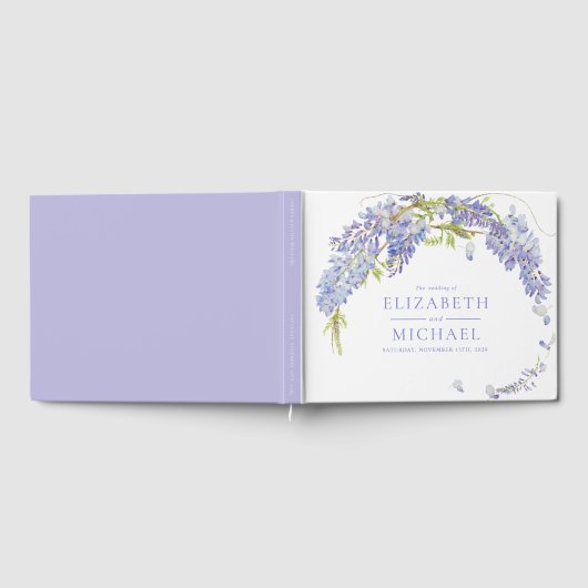 Livre D'or Élégant Purple Wisteria Mariage de script botaniqu (Complet)