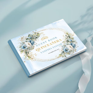 Livre d'or Élégant Quince Bohème Bleu Or Botanique