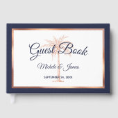 Livre D'or Elégant Rose bleu marine Gold Palm Tree Mariage (Recto)