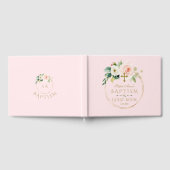 Livre D'or Élégant rose Blush Floral Gold Cross Baptême (Complet)
