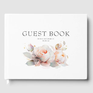 Livre D'or Élégant Rose Botanique Fleurs Mariage Boho