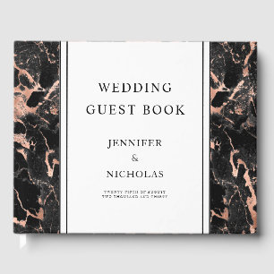 Livre D'or Élégant Rose Gold Et Black Marble Mariage