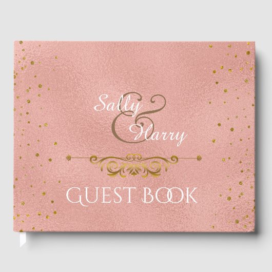Livre D'or Elégant Rose Gold Foil Mariage Confetti Dots (Recto)