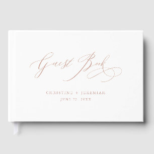 Livre D'or Élégant Rose Gold Script Typographie Mariage blanc