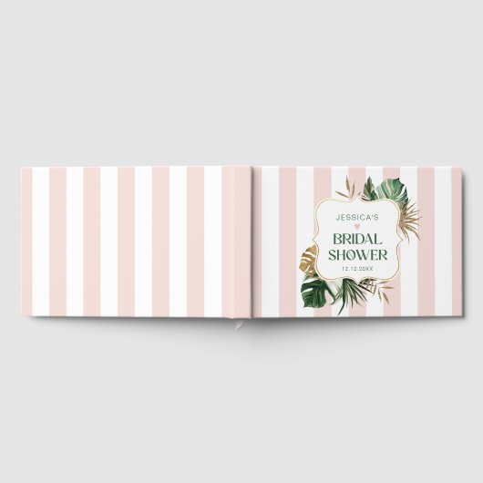 Livre D'or Elégant rose rayures tropicale girly nuptiale douc (Complet)