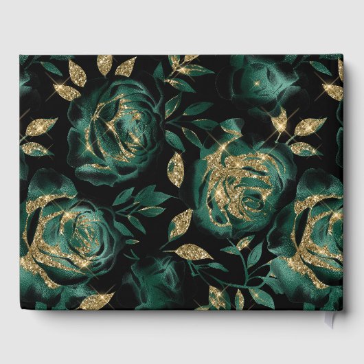 Livre D'or Élégant Rose vert et or Mariage floral (Verso)