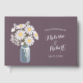 Livre D'or Elégant rustique Mason Jar Daisies Mariage violet (Recto)