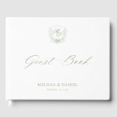 Livre D'or Elegant Sage Green Botanical Crest Wedding (Recto)