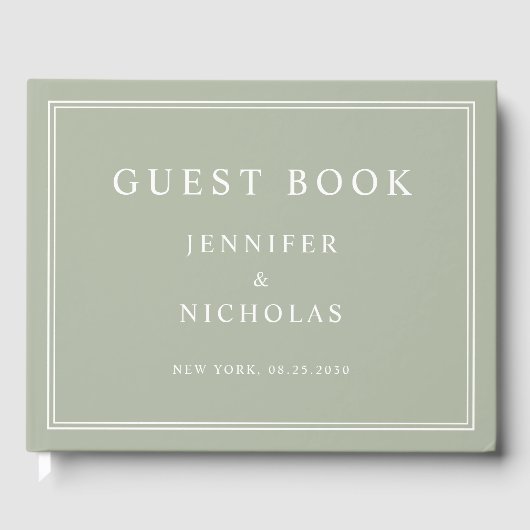 Livre D'or Elegant Sage Green Wedding (Recto)