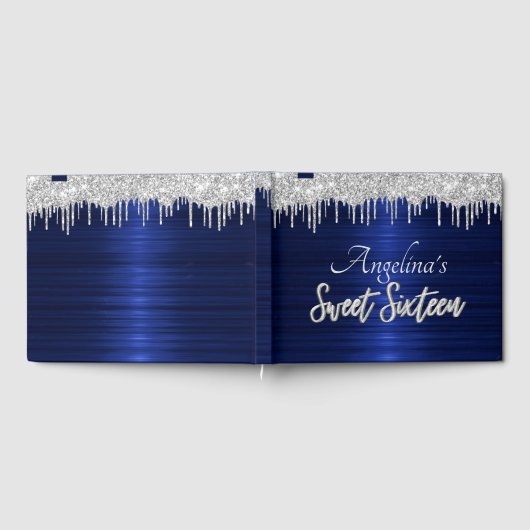 Livre D'or Élégant Script Blue Metallic Parties scintillant a (Complet)