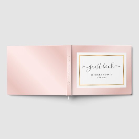 Livre D'or Élégant Script Blush Pink Gold Mariage (Complet)