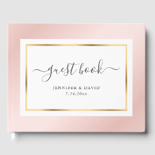 Livre D'or Élégant Script Blush Pink Gold Mariage