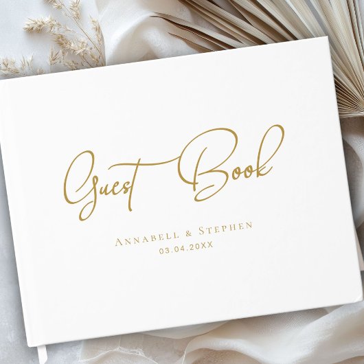 Livre D'or Elegant Script Font White Wedding
