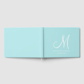 Livre D'or Élégant Script Mariage initial Monogram Aqua (Complet)