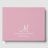 Livre D'or Élégant Script Mariage initial Monogramme rose (Recto)