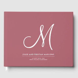 Livre D'or Élégant Script Mariage initial Monogramme Terracot