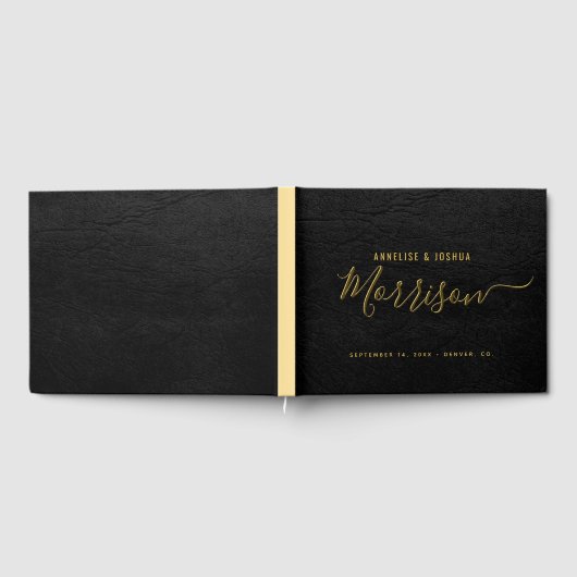 Livre D'or Élégant script moderne simple mariage noir (Complet)
