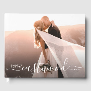 Livre D'or Élégant script Monogramme Mariage photo