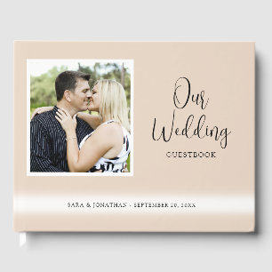 Livre D'or Élégant script photo Tan Mariage