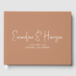 Livre D'or Élégant script Serif Custom Caramel Mariage invité