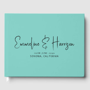 Livre D'or Élégant script Serif Custom Light Mariage Turquois