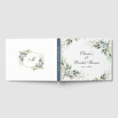 Livre D'or Élégant shower de mariage floral poussiéreux bleu  (Complet)