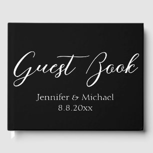 Livre D'or élégant simple écriture mariage noir blanc