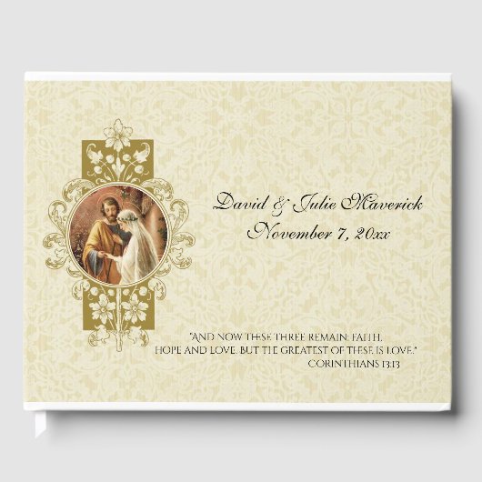 Livre D'or Élégant simple Mariage catholique traditionnel (Recto)