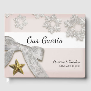Livre D'or Élégant Snowflakes Winter Wedding Guest Book