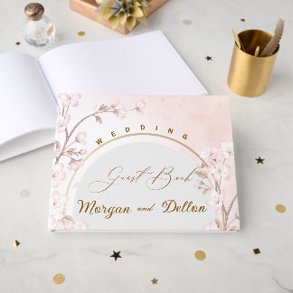Livre D'or Elegant Soft Blush Pink Cherry Blossom Wedding