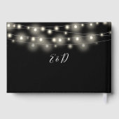 Livre D'or Elegant String Lights Black And White Wedding (Verso)