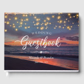 Livre D'or Elégant String Lights Summer Sunset Beach Mariage (Recto)
