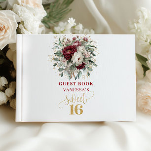 Livre d'or élégant Sweet 16 rose burgundy