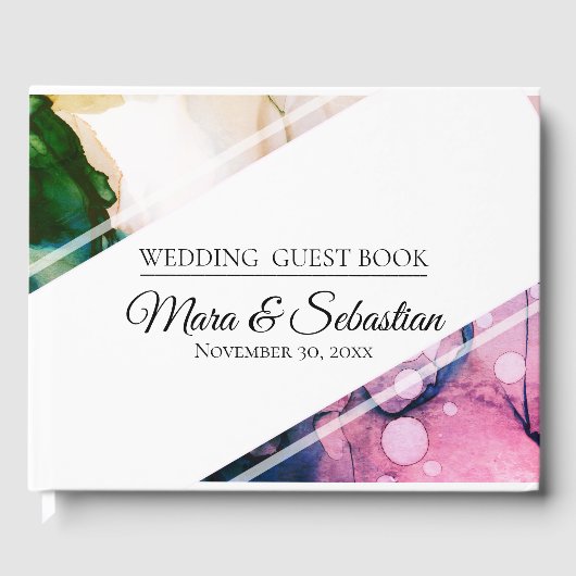 Livre D'or *~* Elégant Turquoise Peach Mariage d'aquarelle (Recto)