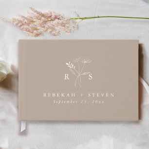 Livre D'or Élégant type Mariage de monogramme végétal