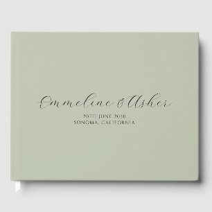 Livre D'or Élégant Type Script Serif Custom Sage Mariage