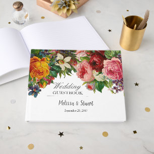 Livre D'or Élégant vintage rustique rose fleurs Mariage