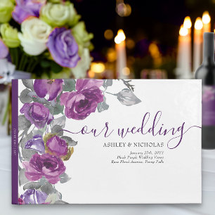 Livre D'or Élégant violet Mariage d'aquarelle