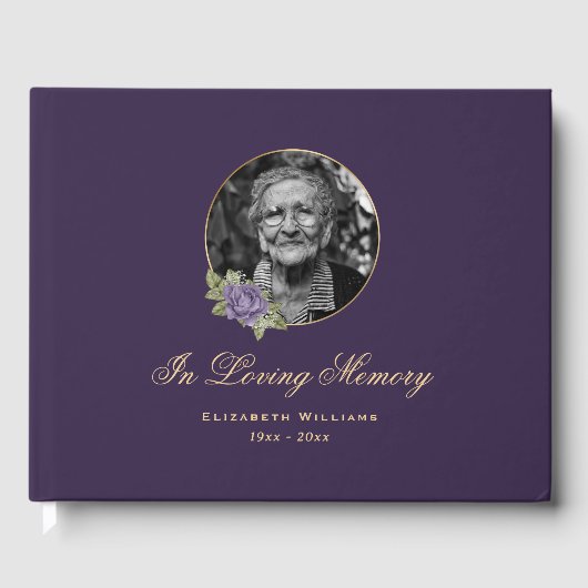Livre D'or Elégant violet or floral photo (Recto)