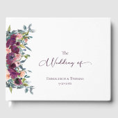 Livre D'or Élégant violet rose Mariage floral de charme (Recto)